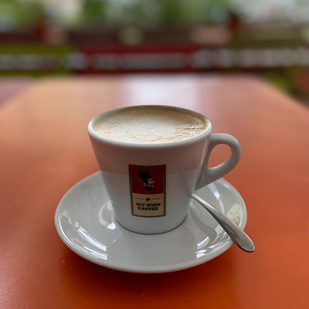 Cappuccino in an Alt Wien Kaffee cup